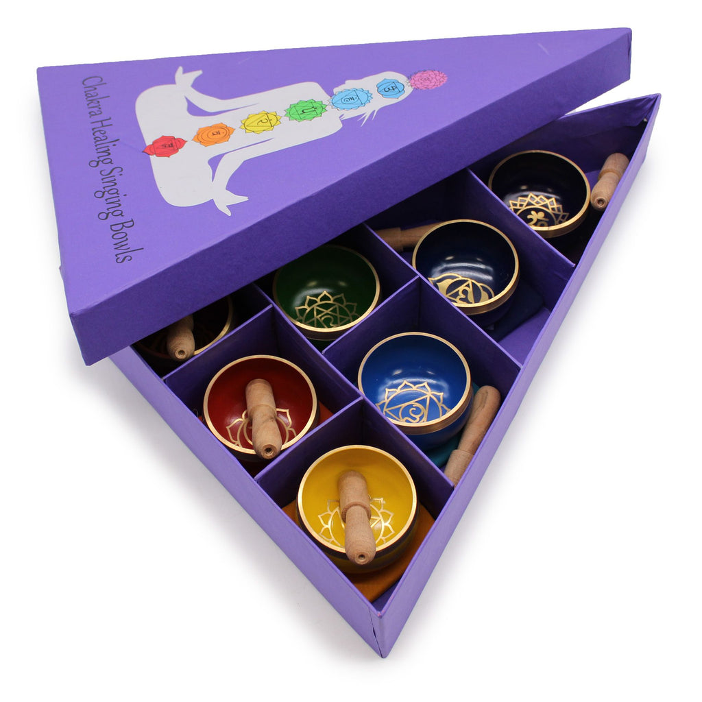 Chakra Pyramid Singing Bowl Gift Set with Seven Bowls for Harmony