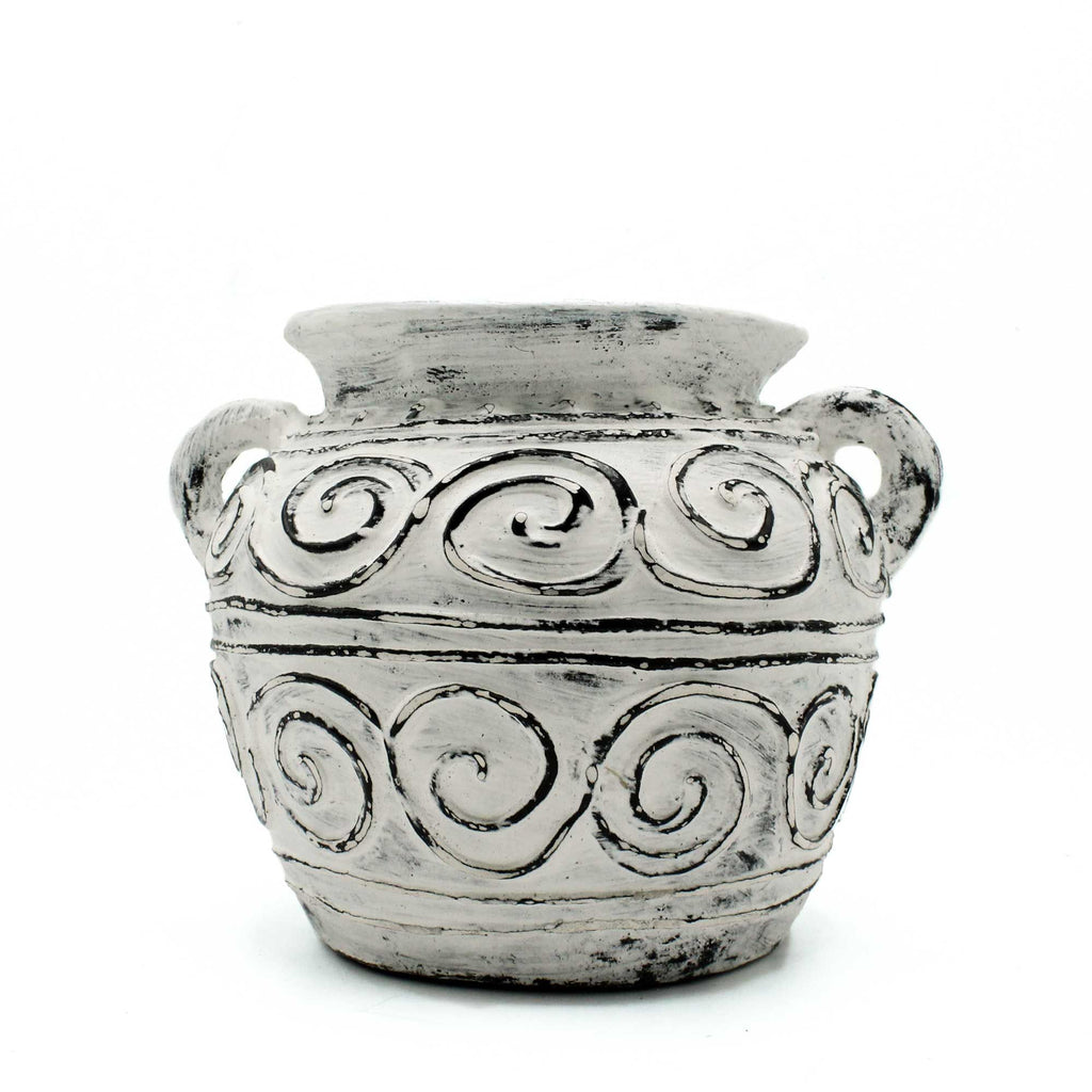 Greek Clay Plant Pot With Handles in Cream 15cm for Stylish Decor
