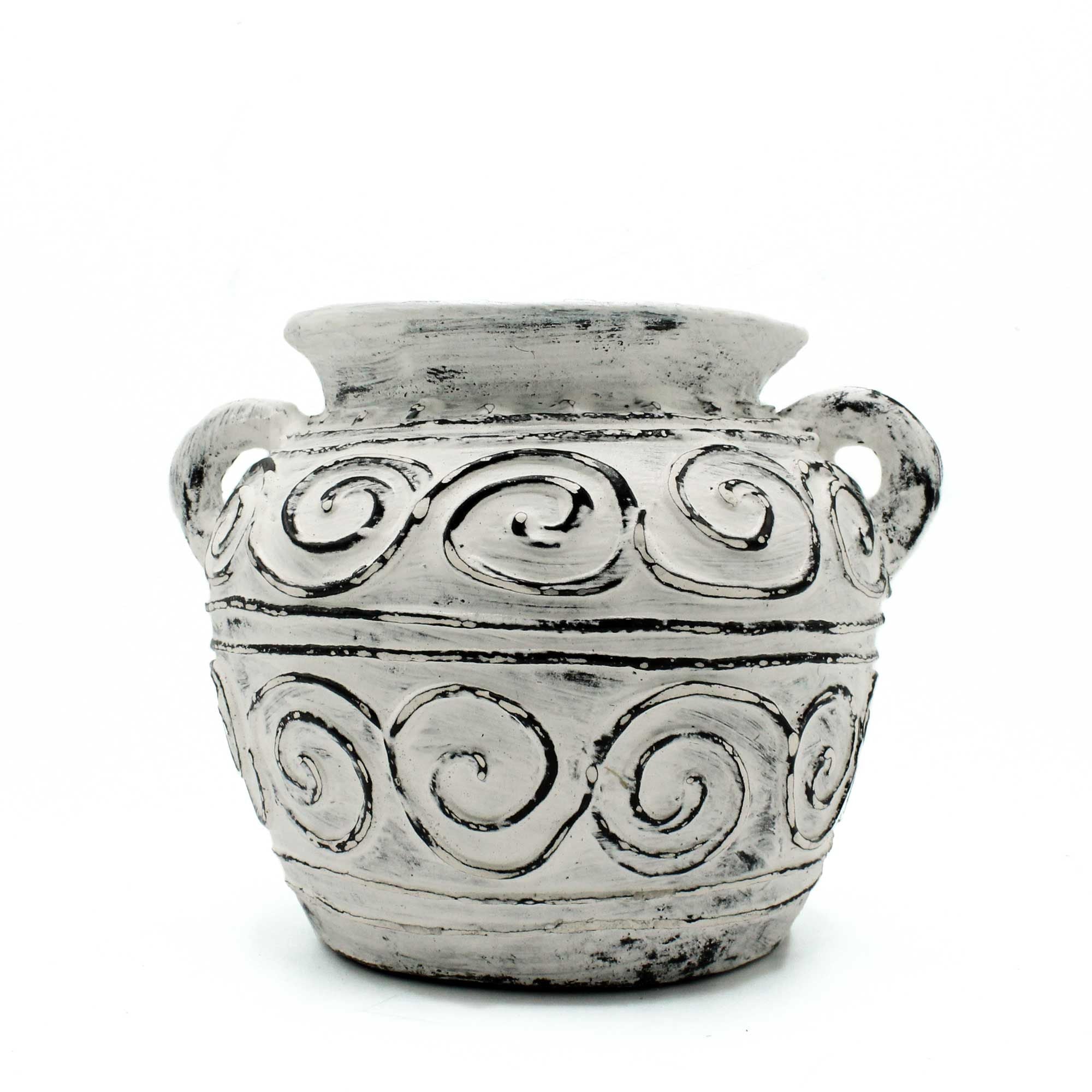 Greek Clay Plant Pot With Handles in Cream 15cm for Stylish Decor