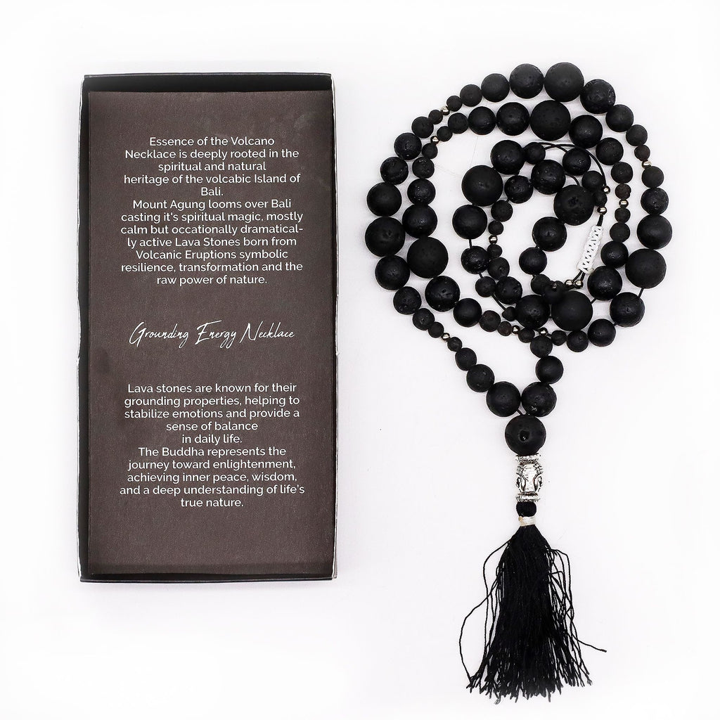 Essence of the Volcano Necklace with Silver Buddha Charm Design