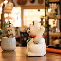 Japanese Lucky Money Cat Ornament – White 15cm
