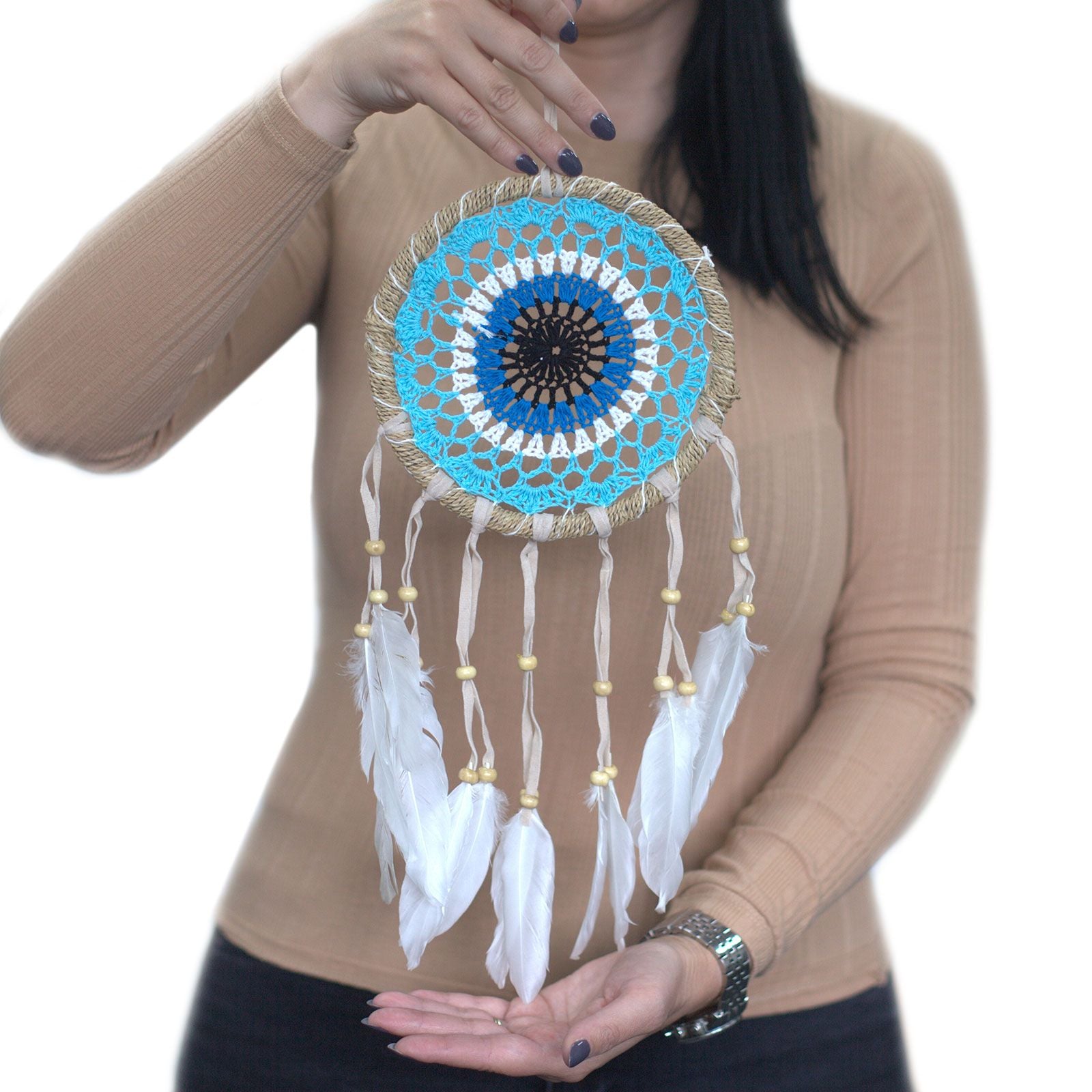 Pastel Pink Macramé Dream Catcher 16cm for Charming Decor