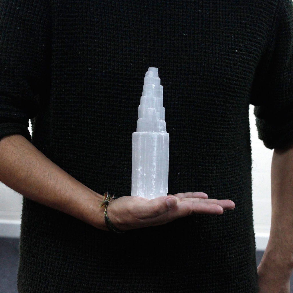 Natural Selenite Tower Unique Crystal from Morocco 20 cm Height