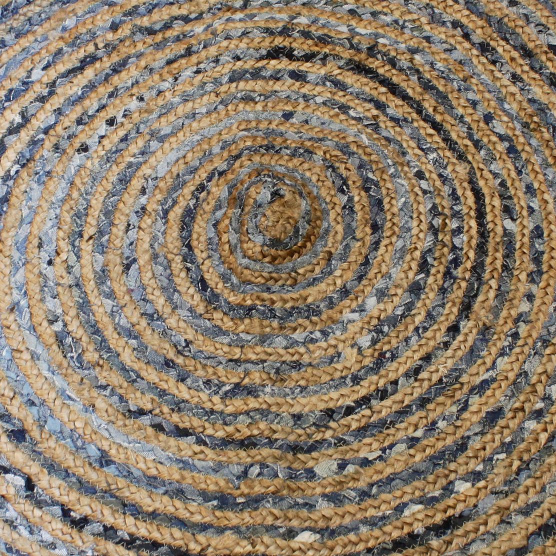 Round Jute and Recycled Denim Rug 90 cm for Stylish Home Decor
