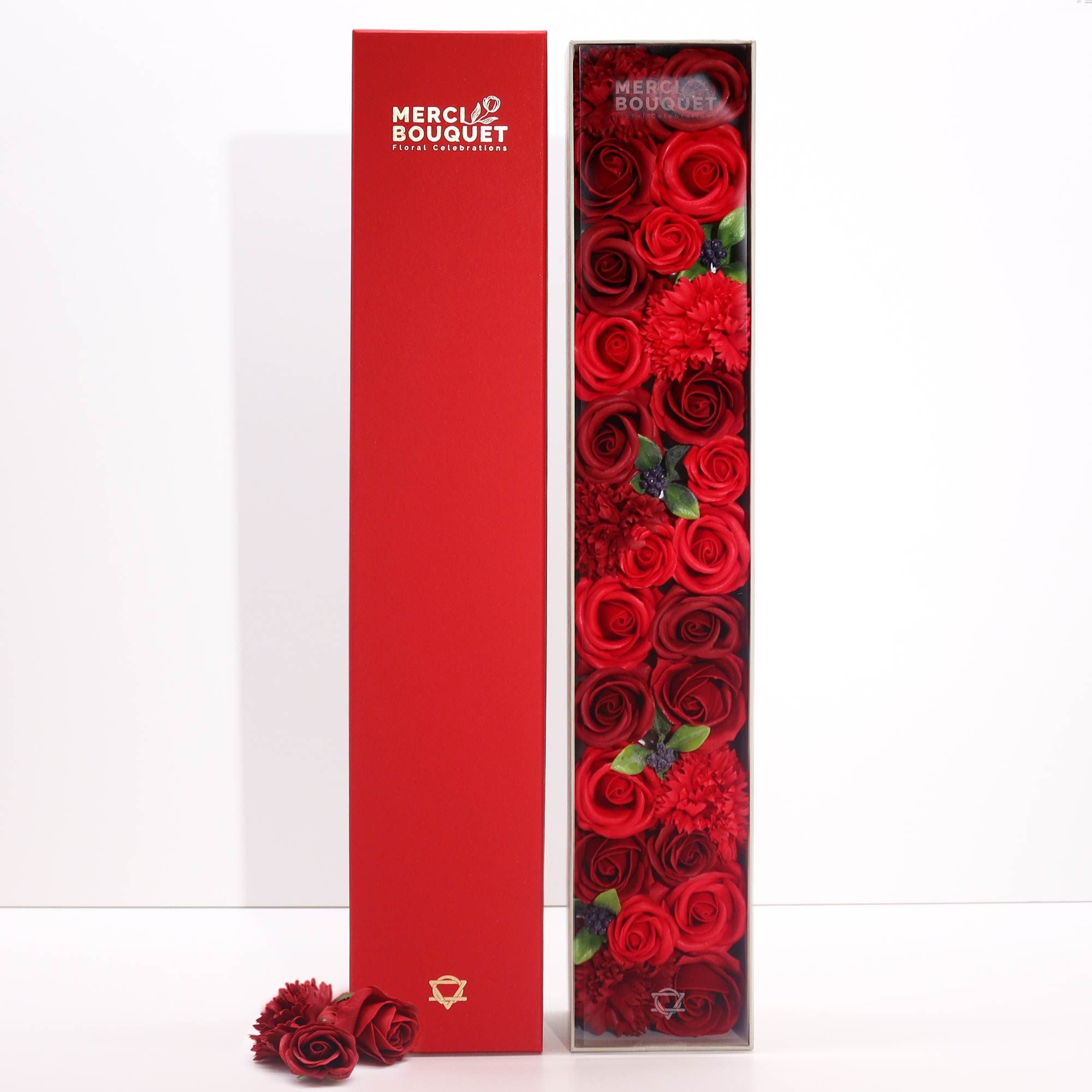 Extra Long Classic Red Roses Soap Flower Gift Box for Romance