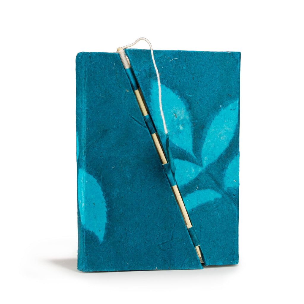Lokta Bold Floral Bamboo Lock Notebook in Deep Midnight Blue