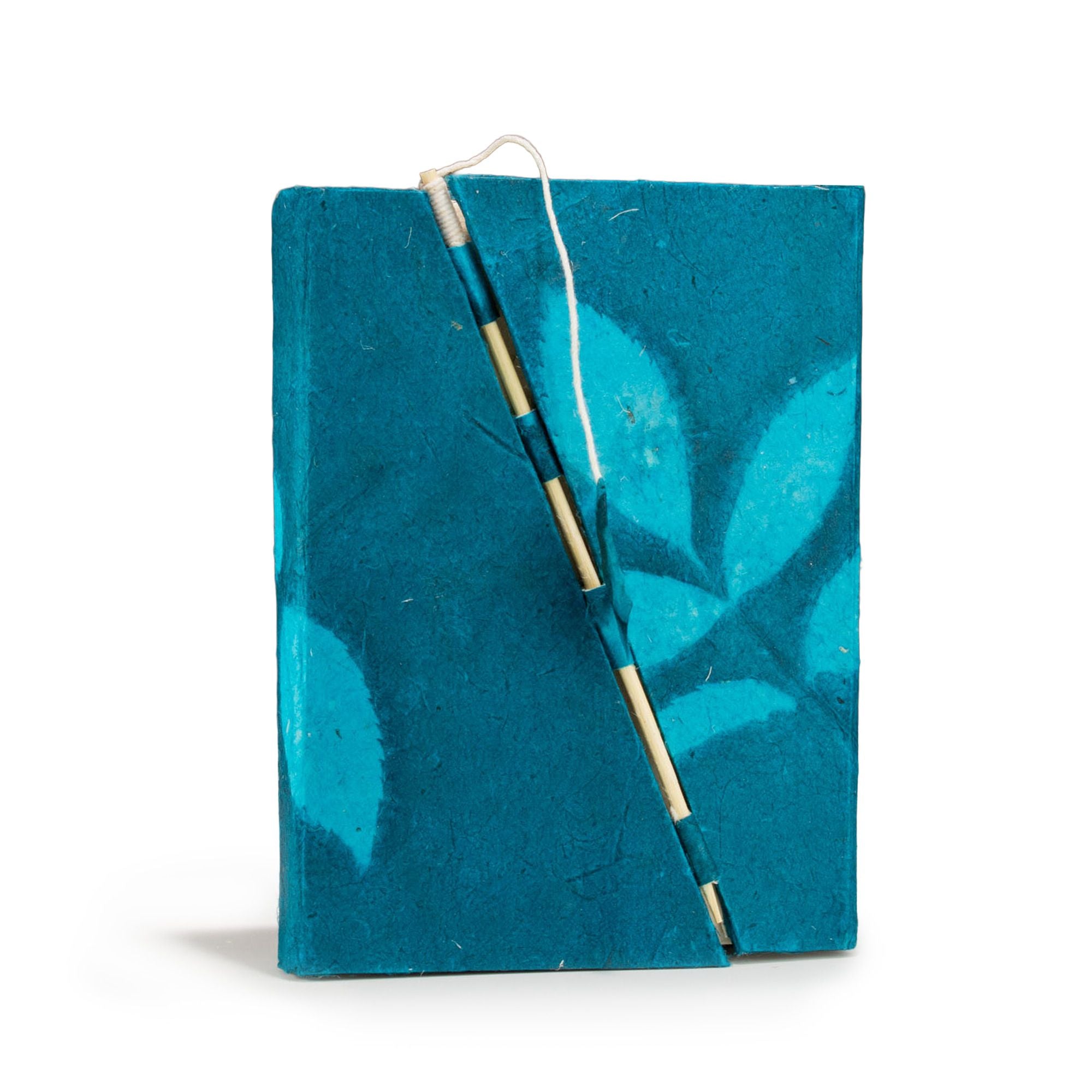 Lokta Bold Floral Bamboo Lock Notebook in Deep Midnight Blue
