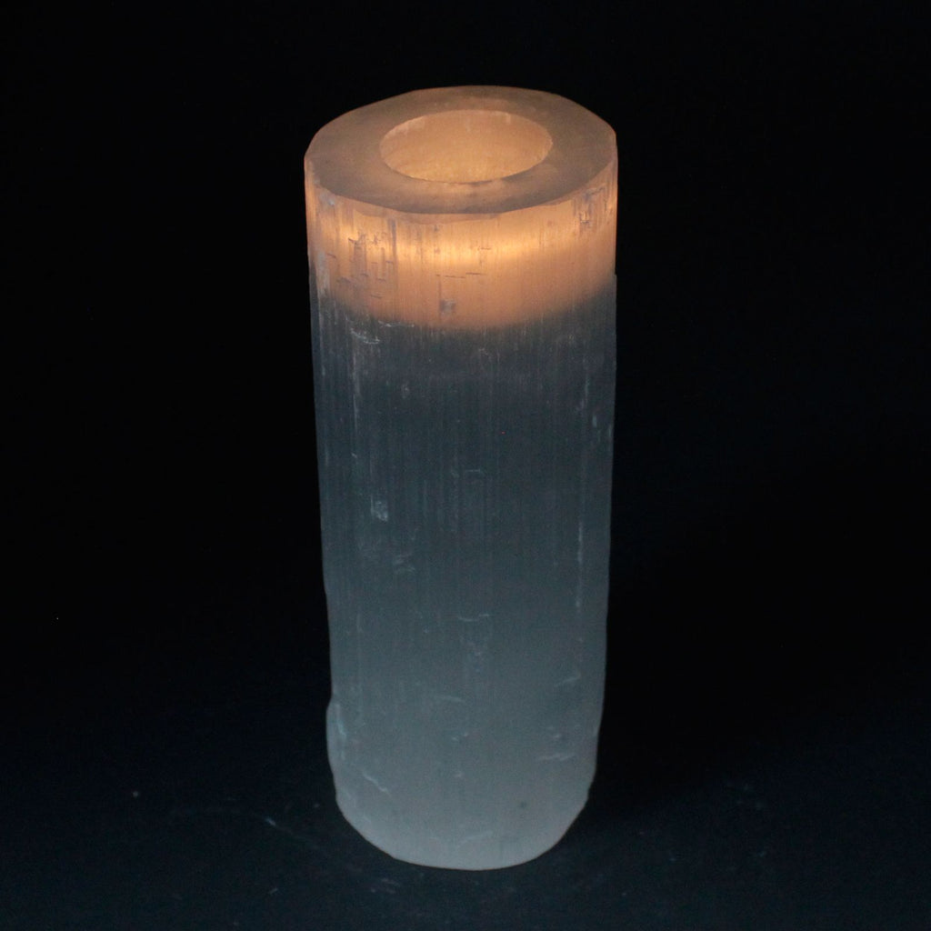 Selenite Cylinder Candle Holder 20 cm for Stylish Home Decor
