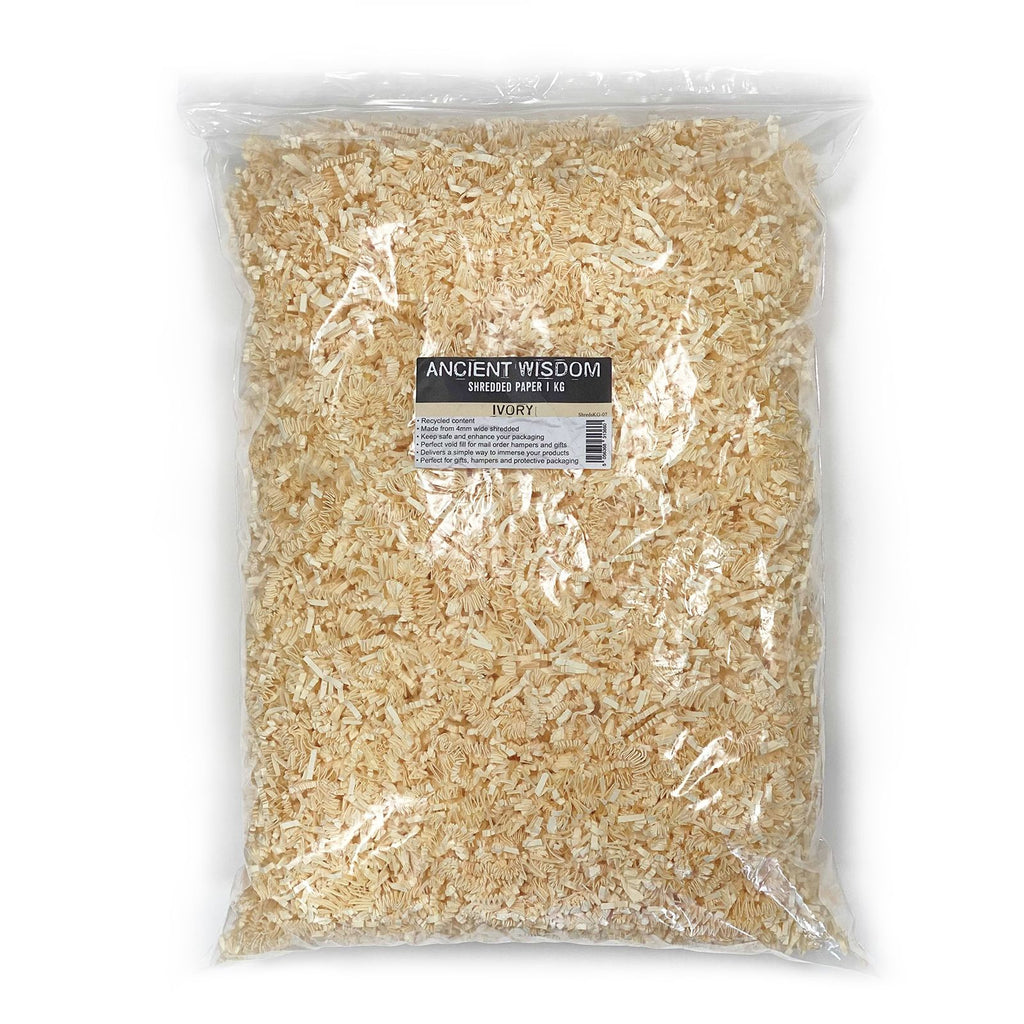 SizzlePak Shredded Paper in Ivory 1KG Bag for Gift Wrapping