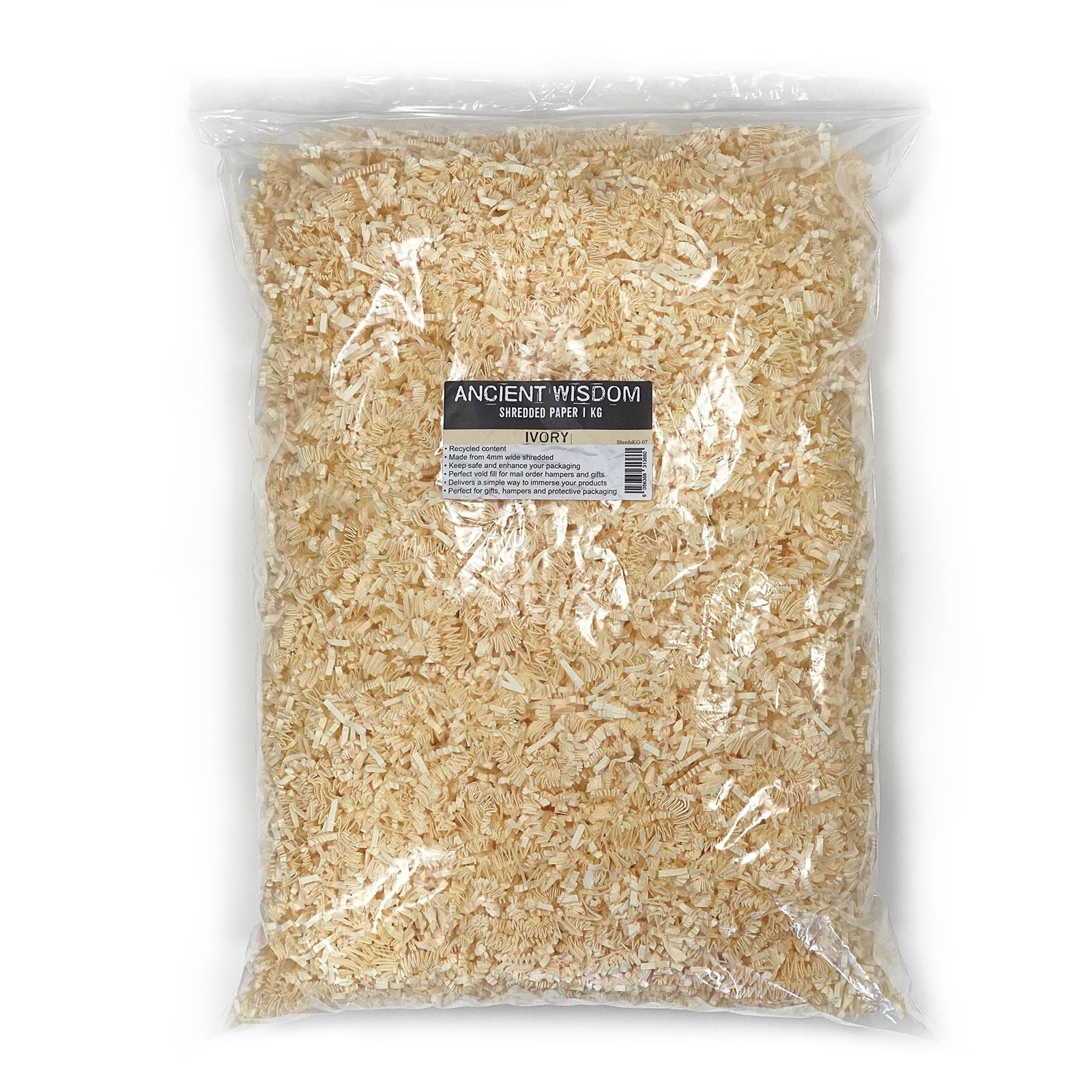 SizzlePak Shredded Paper in Ivory 1KG Bag for Gift Wrapping