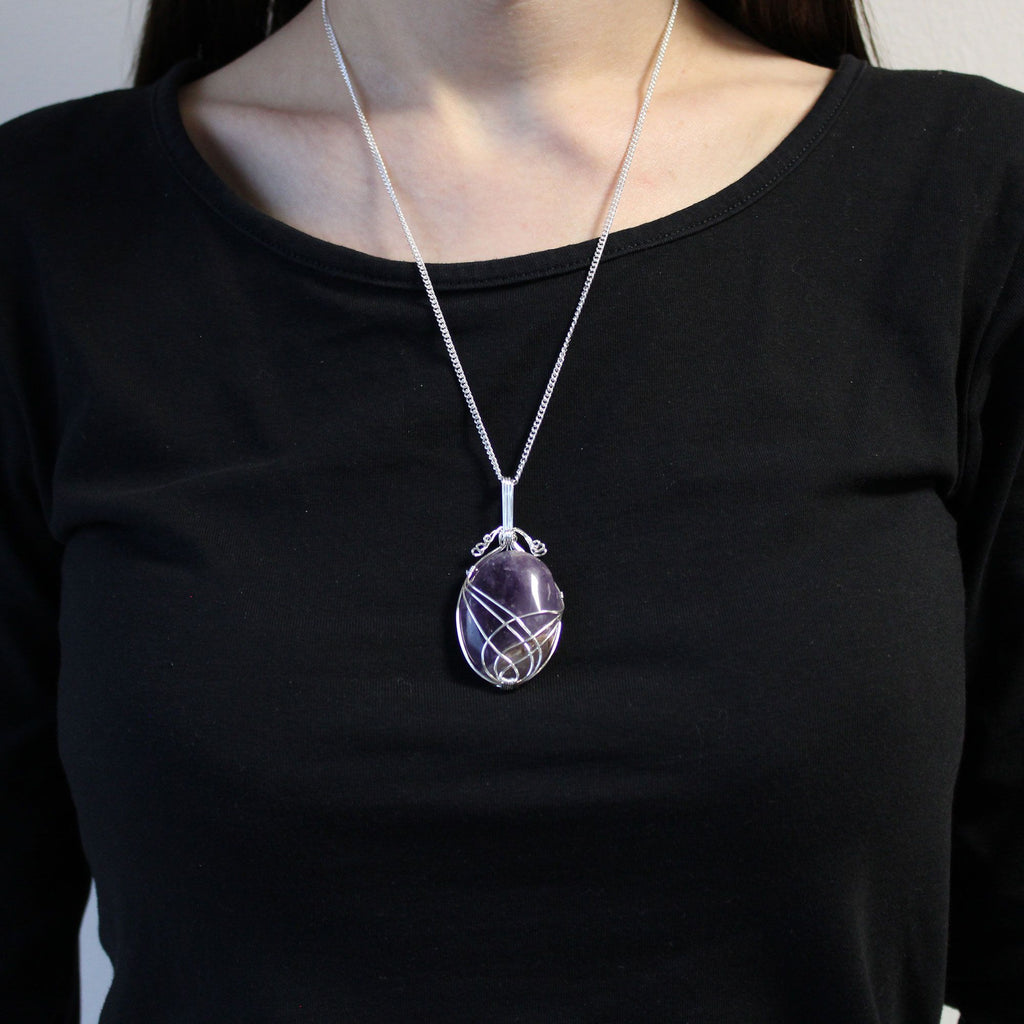 Swirl Wrapped Gemstone Necklace with Amethyst Design