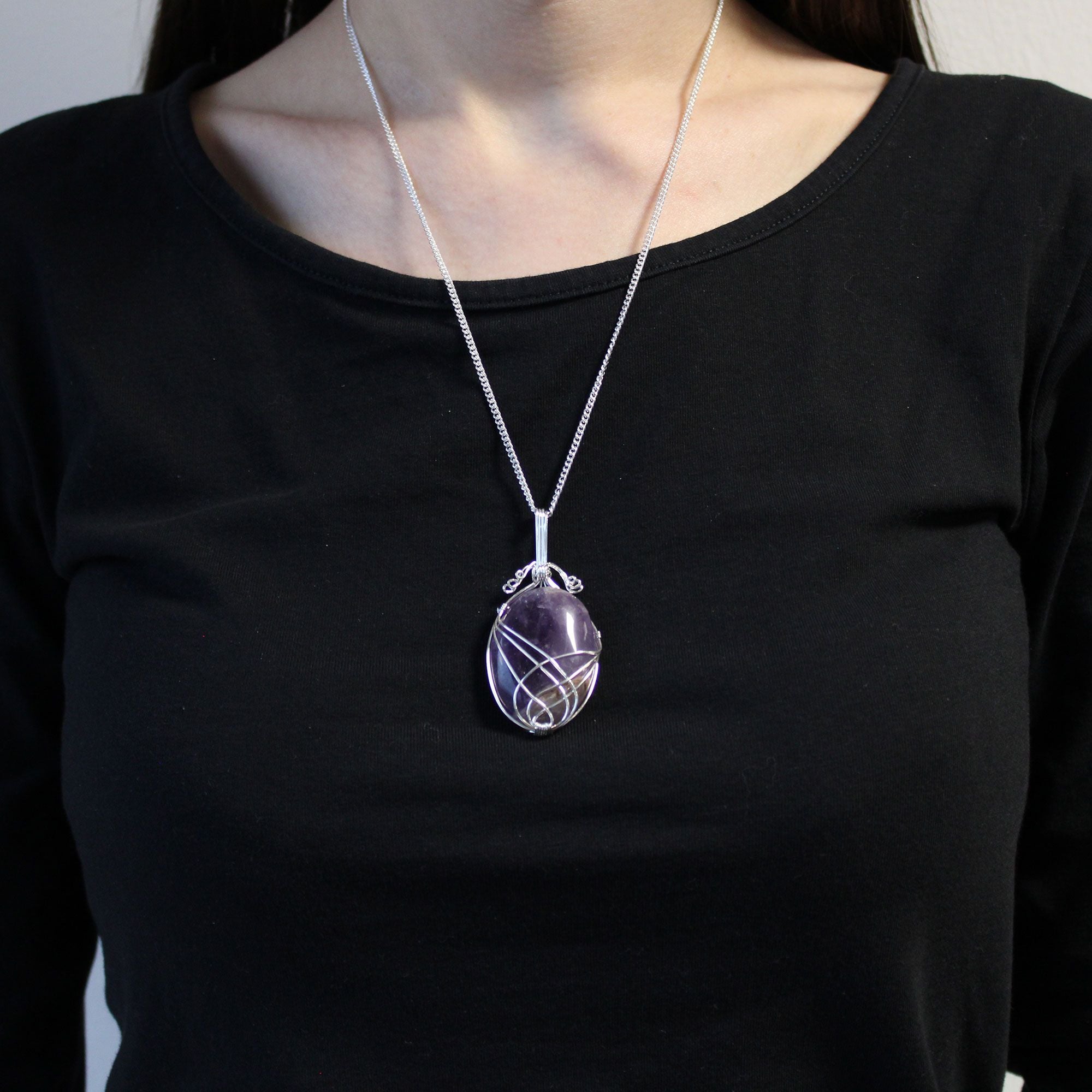 Swirl Wrapped Gemstone Necklace with Amethyst Design