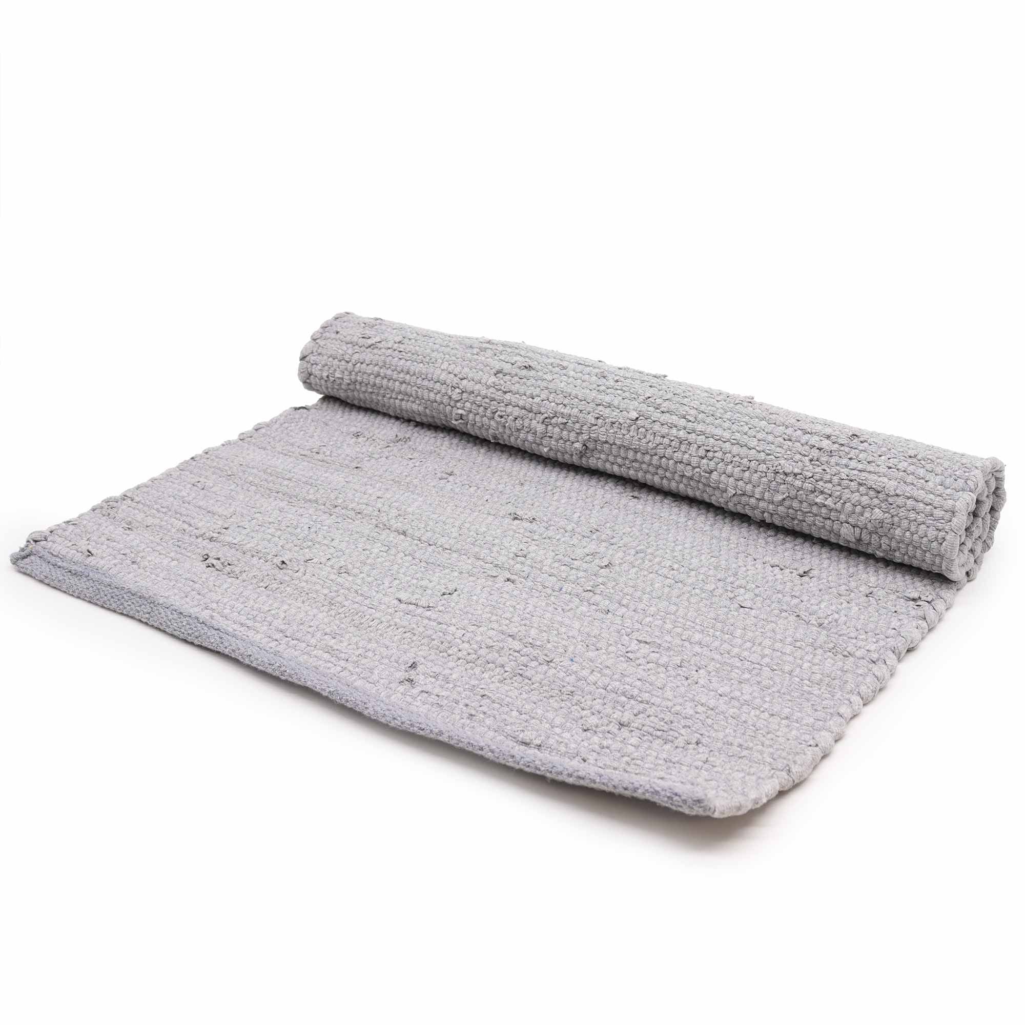 Large Indian Handloom Cotton Rug in Grey for Home Interiors