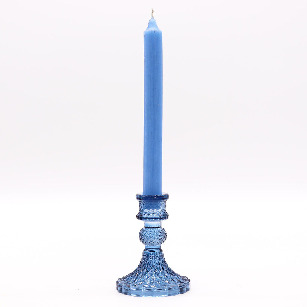 Vintage Dinner Candle Holder in Royal Blue Glass Design