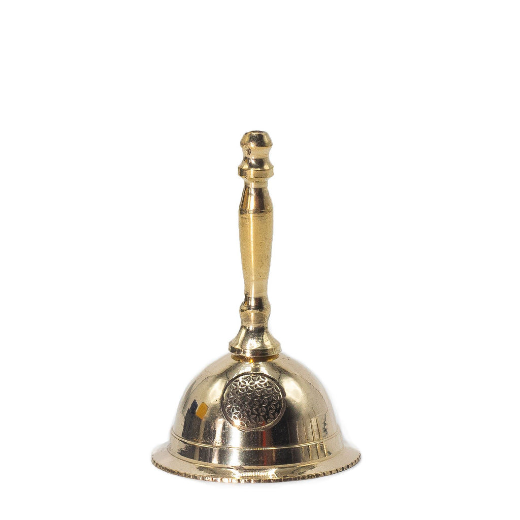 Small Altar Brass Bell Flower of Life for Rituals and Meditation