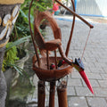 Bamboo Windchime with Natural Finish Featuring Mother and Chicks