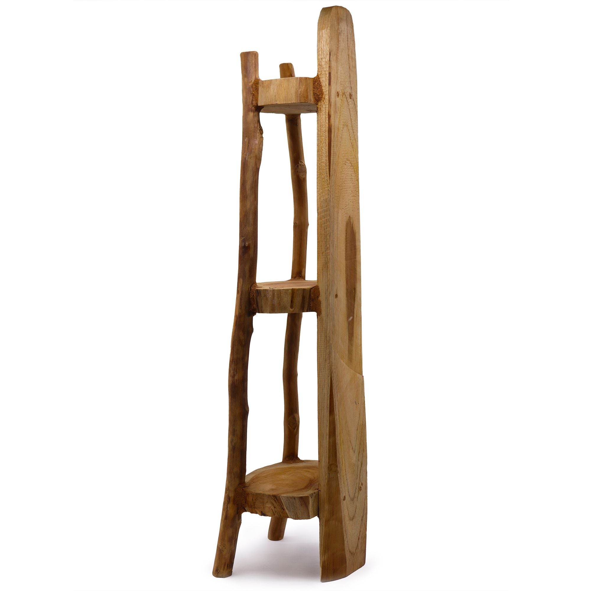 Natural Teak Corner Unit with 3 Shelves for Stylish Display