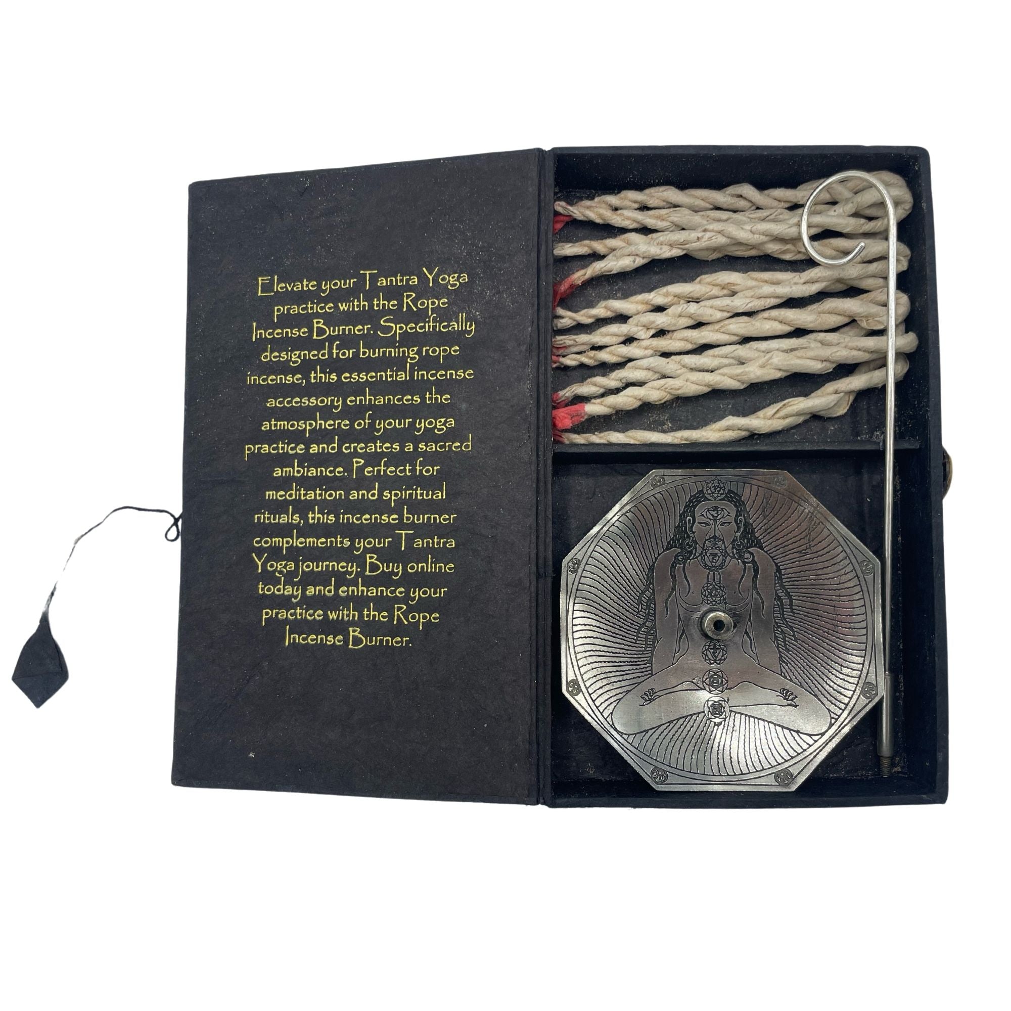Rope Incense Set with Silver Plated Holder for Yoga Practice