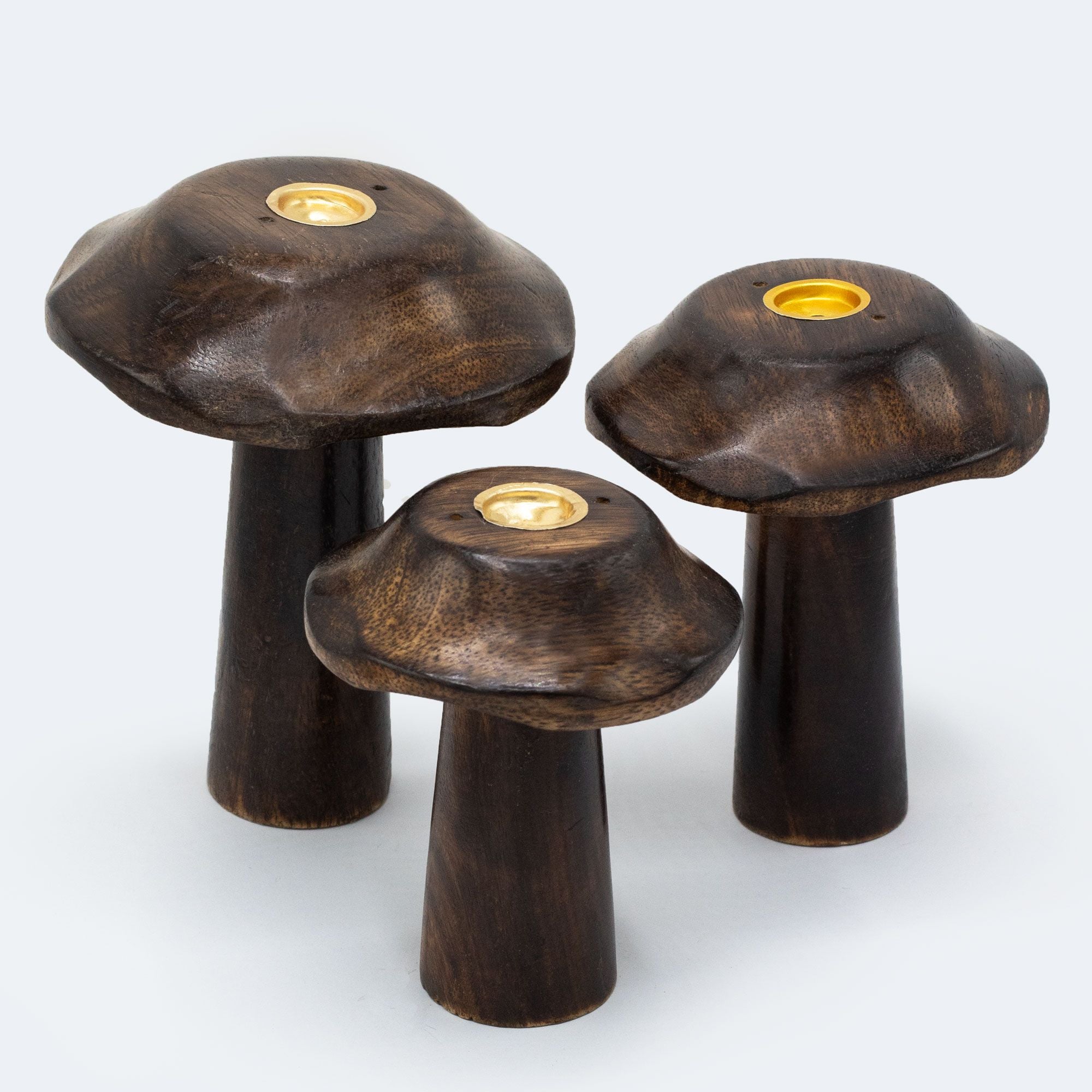 Set of 3 Flat Incense Cone Mushrooms for Home Decor and Relaxation