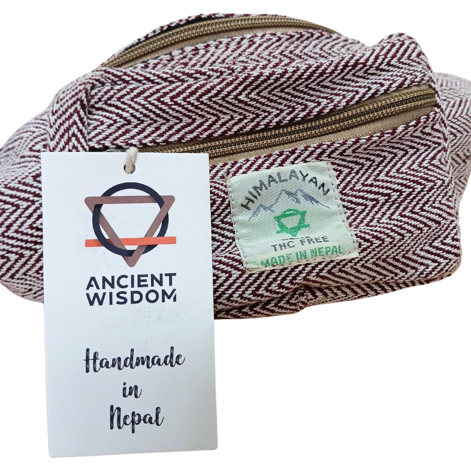 Cotton Hemp Style Belt Bag in Wine Colour for Versatile Use