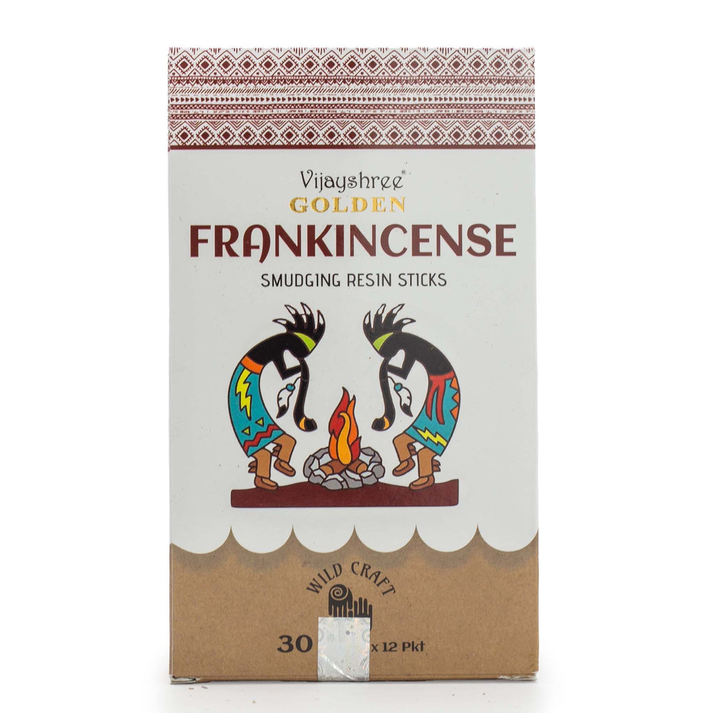 Golden Frankincense Smudging Resin Sticks in Illustrated Box