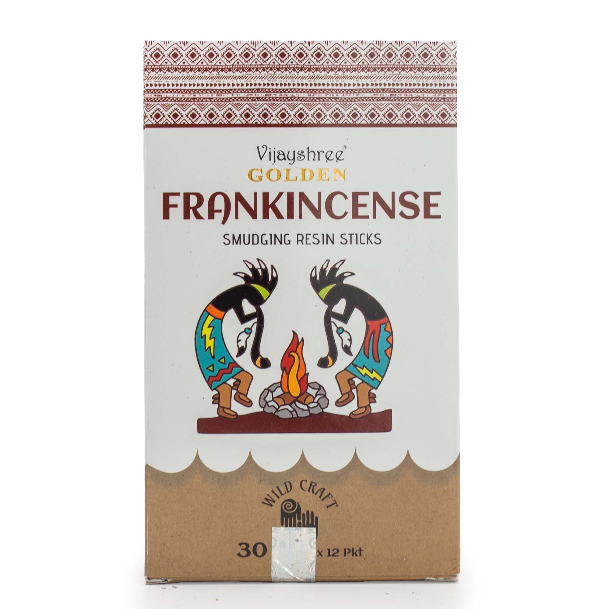 Golden Frankincense Smudging Resin Sticks in Illustrated Box