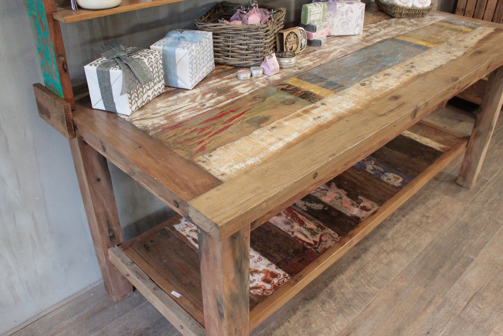 A&C 2.2m Standard Table with Top Shelf for Stylish Home Display