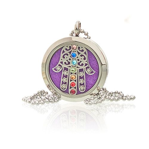 Aromatherapy Jewellery Necklace with Hamsa Chakra Design 30mm