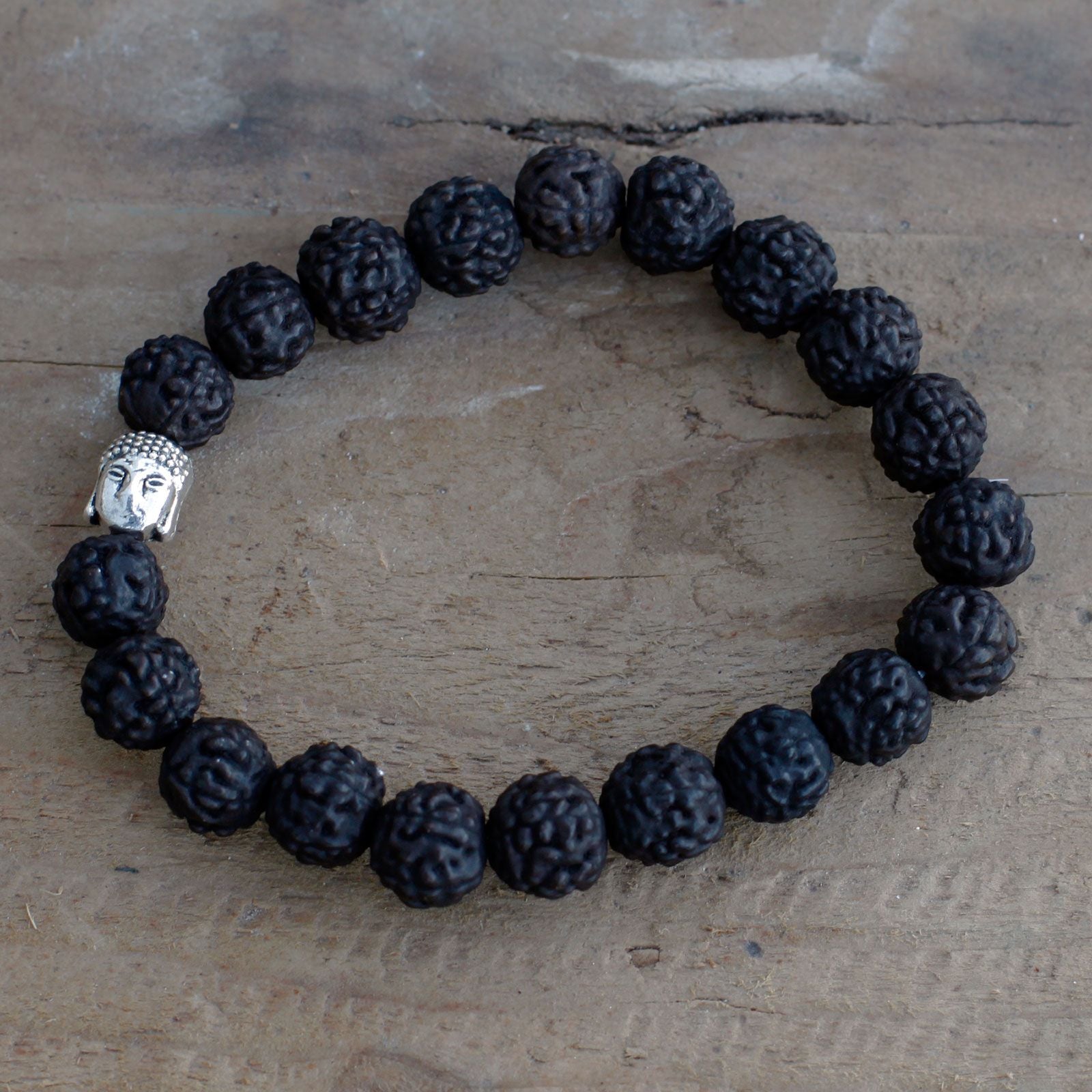 Rudraksha Buddha Bangle Mala with Dark Beads for Stylish Look