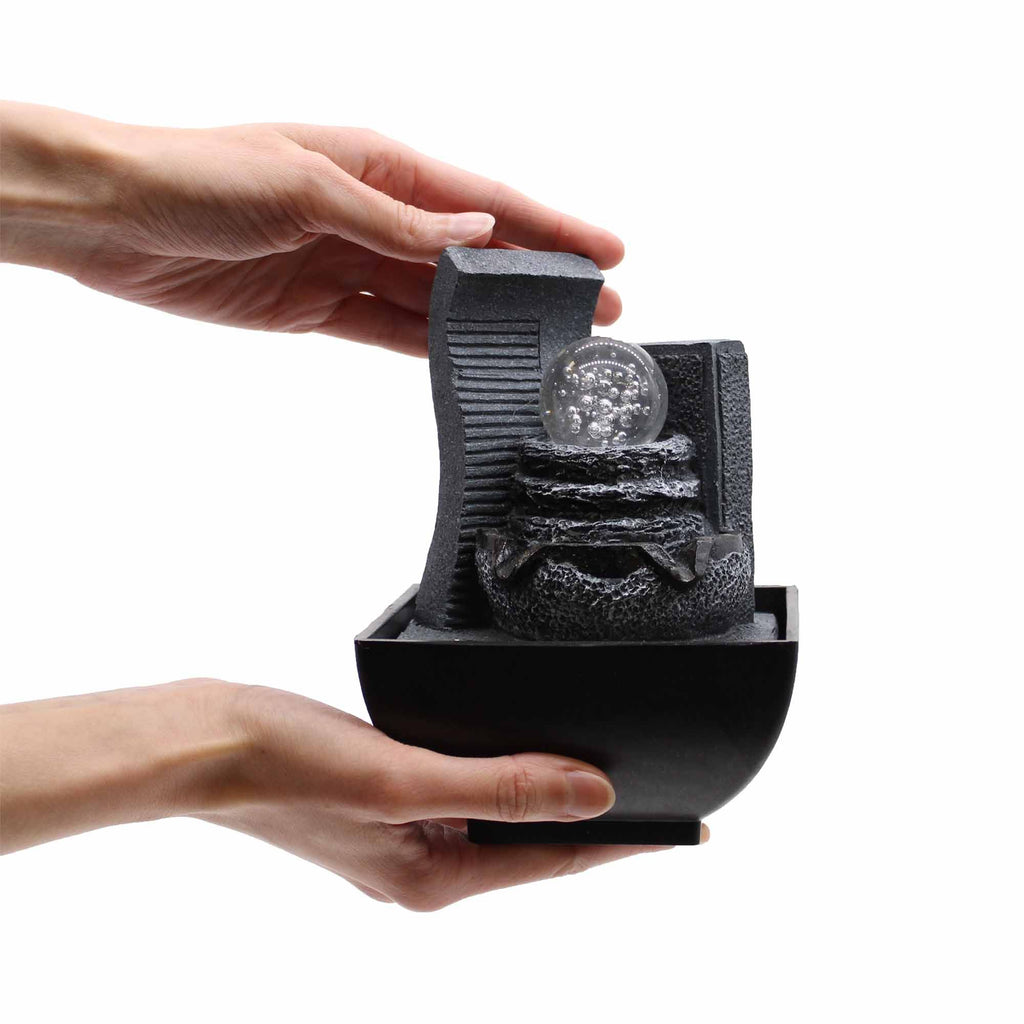 Tabletop Water Feature 18cm Cascading Rock Formation Fountain