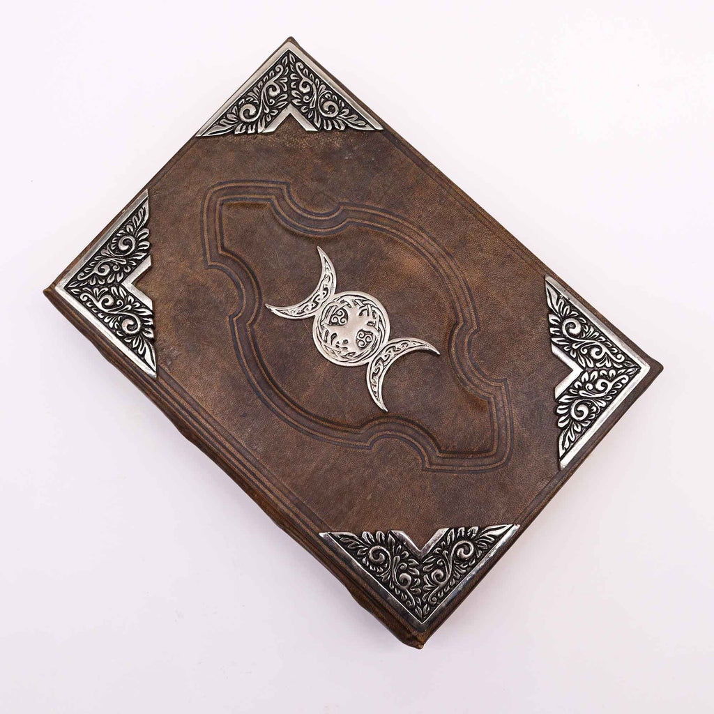 Hefty Brown Tan Journal with Zinc Triple Moon Decor and 200 Pages
