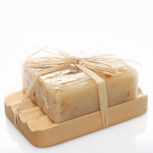 Hemu Wood Soap Dish with Groovy Design for Fresh Soap Storage