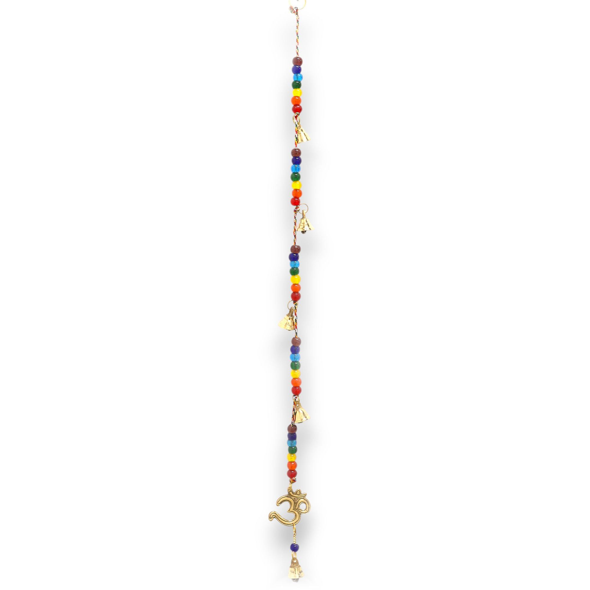 Indian Chimes Brass OM with Chakra Beads String Bells 53cm