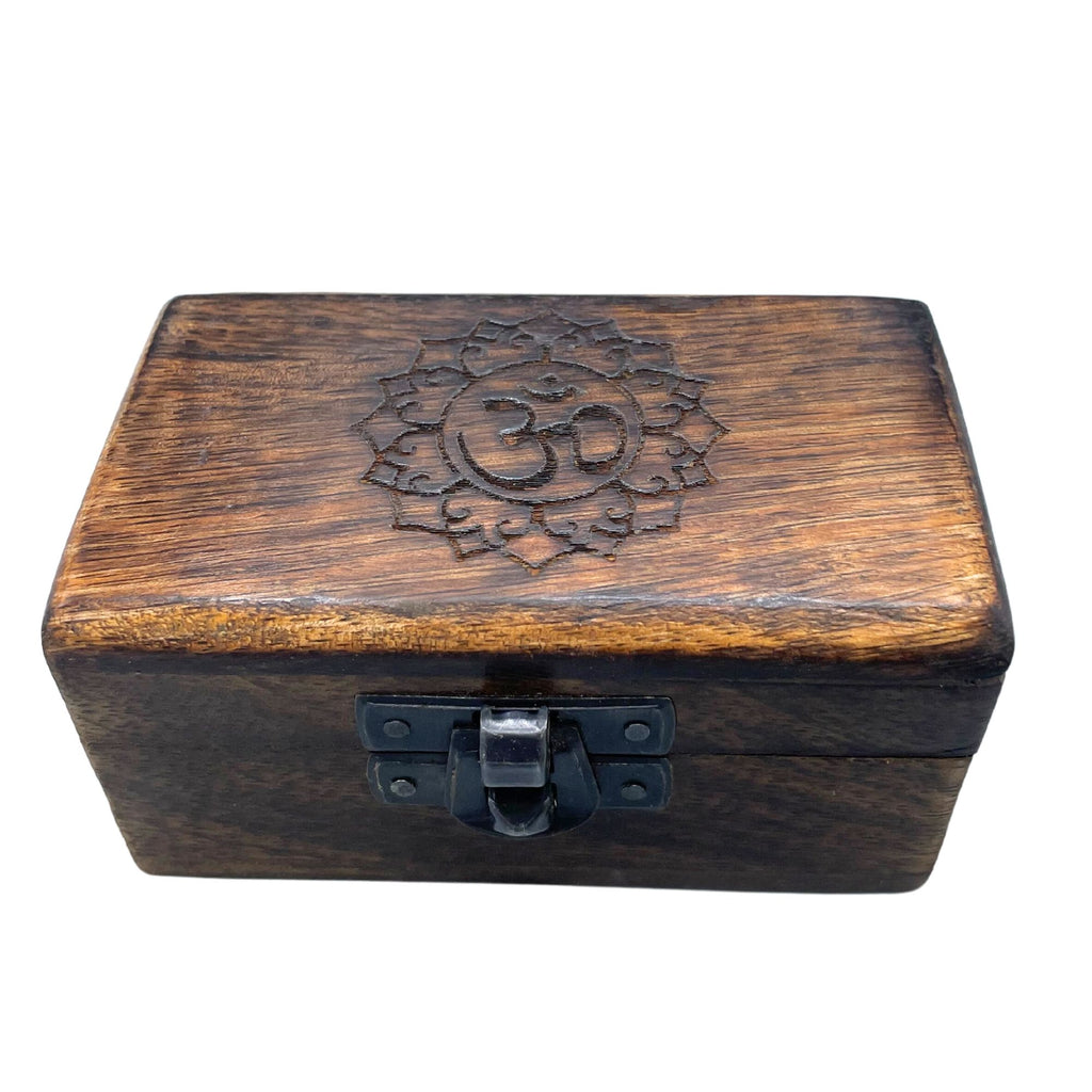 Wooden Pill Box with Assorted Carved Designs for Keepsakes