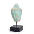 Stillness Buddha Head on Stand Serene Green Copper Home Decor Piece