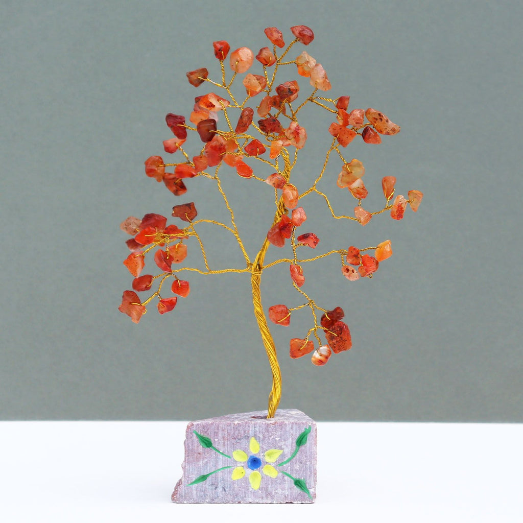 Carnelian Gemstone Tree with 80 Stones for Home Décor