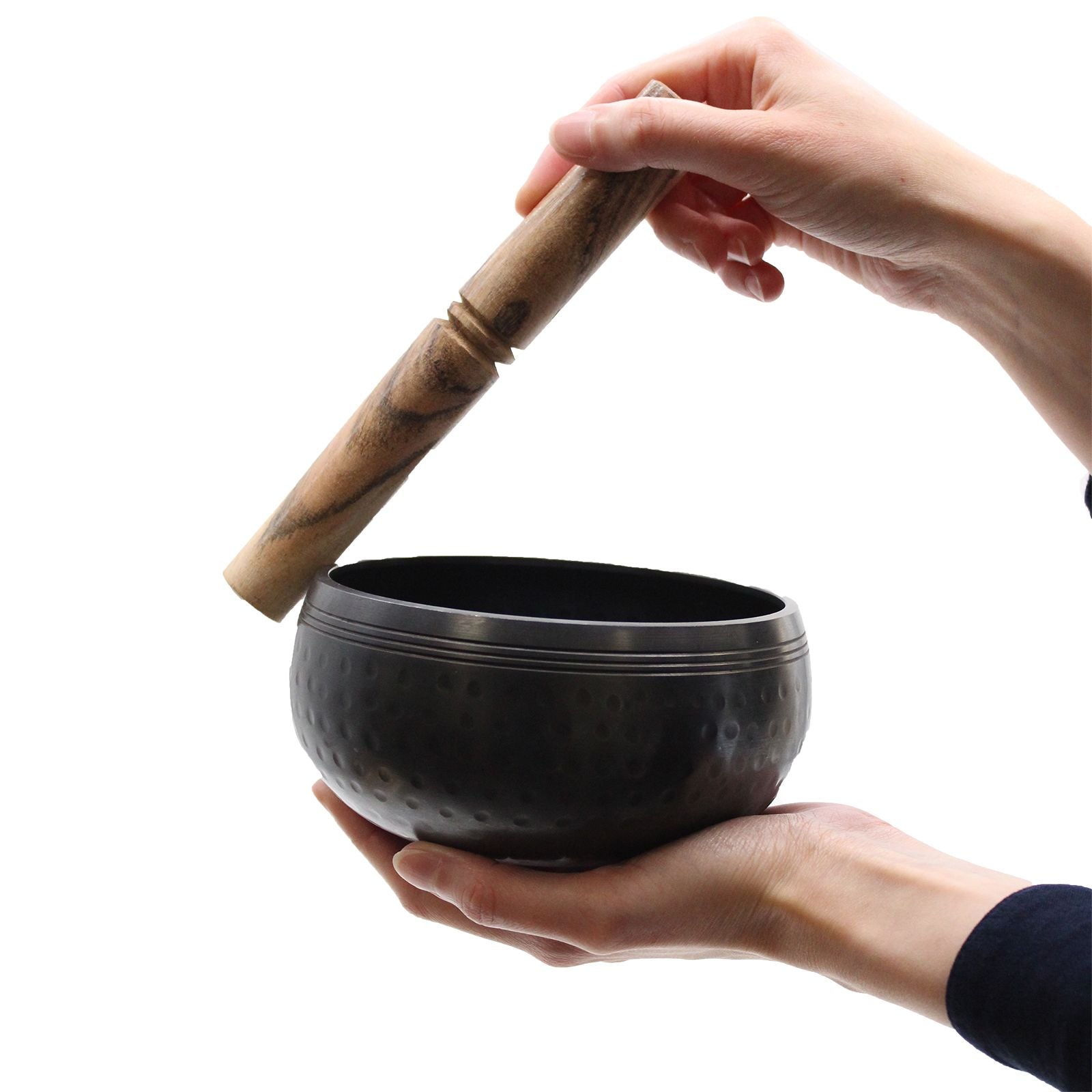 Medium Black Beaten Singing Bowl 15cm for Sound Practices