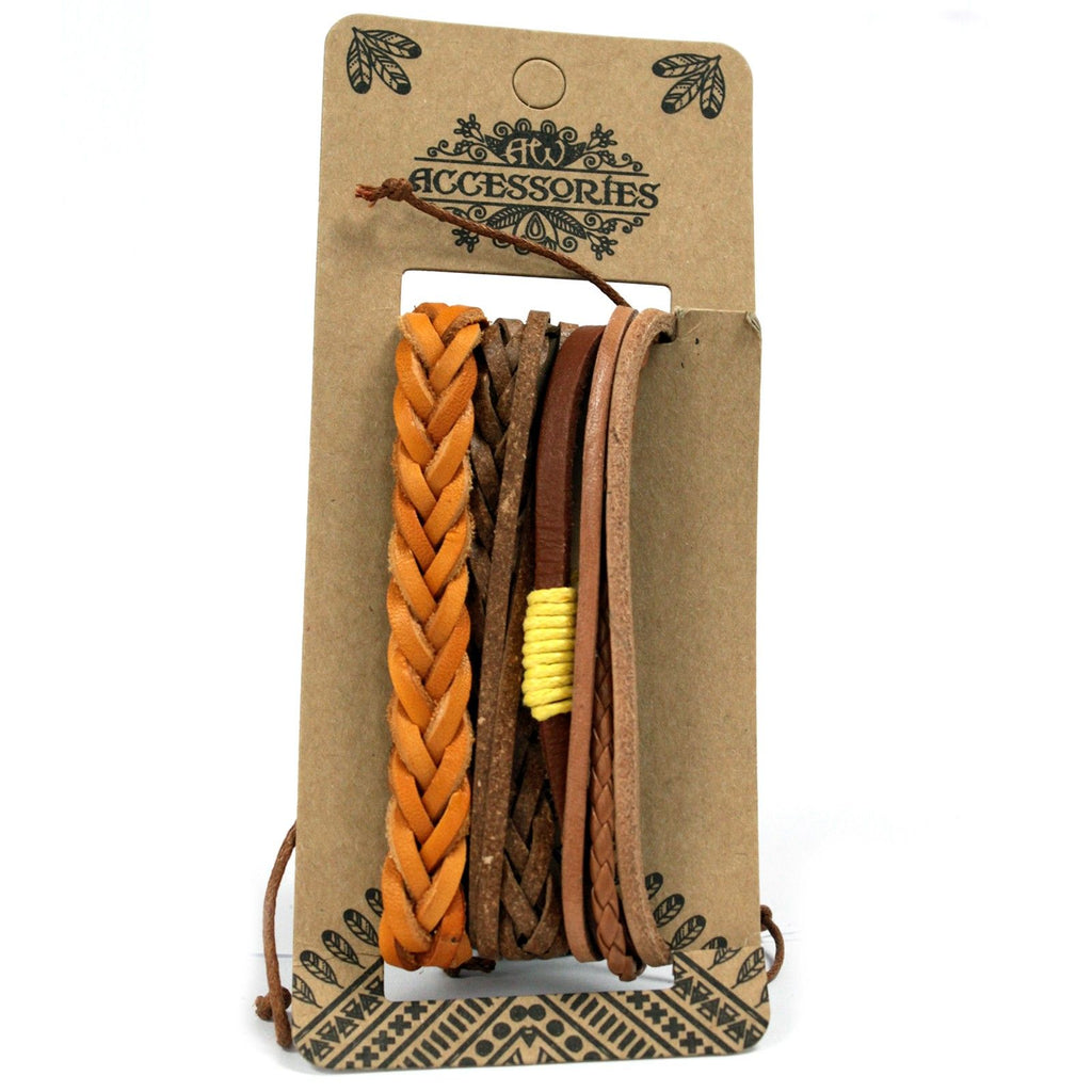 Stylish Mens Bracelet Sets with Tanned Leather and Unique Designs