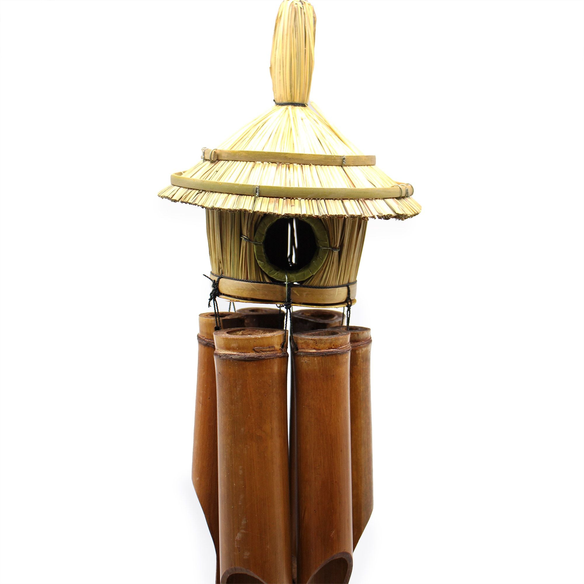 Lrg Round Seagrass Bird Box with Chimes for Your Beautiful Garden
