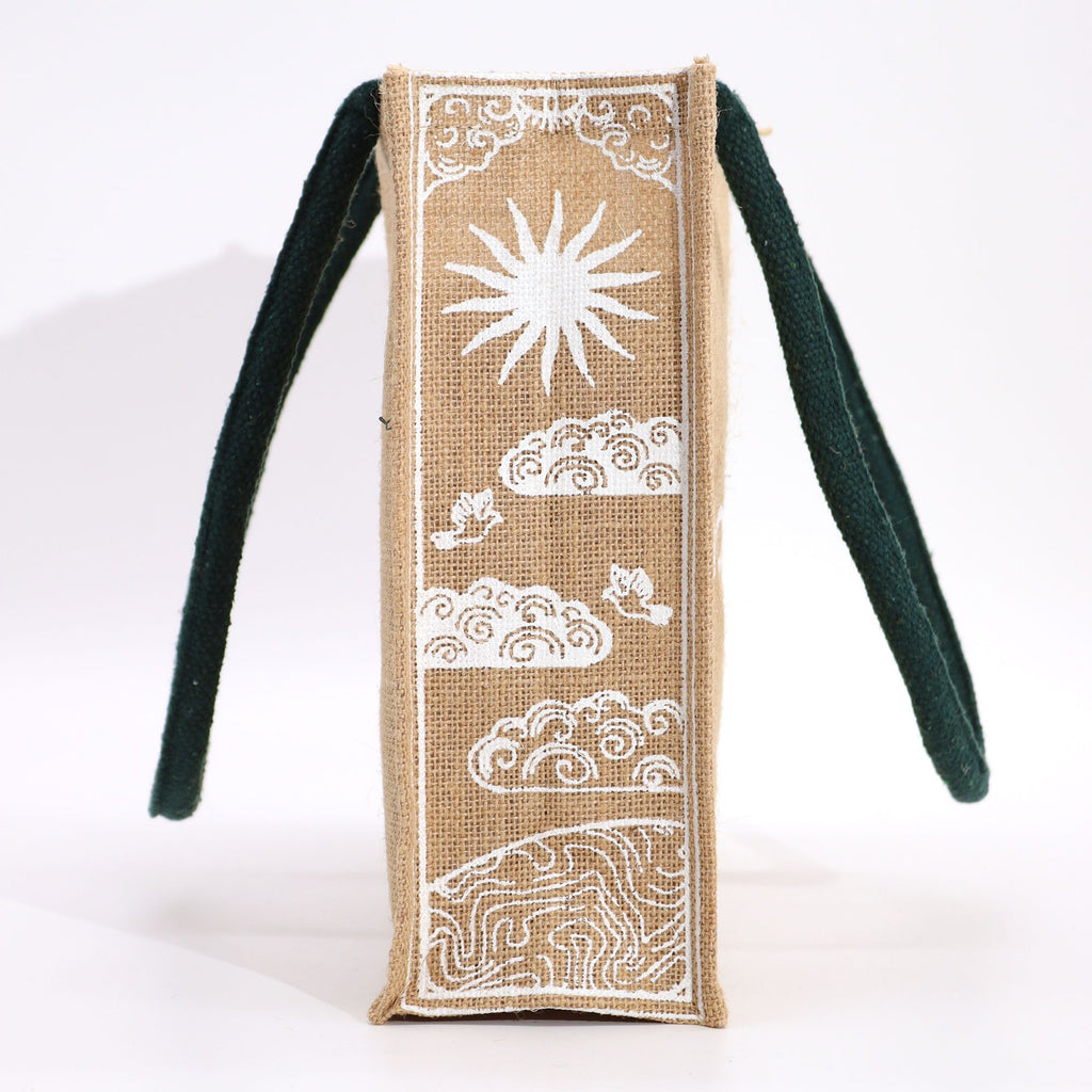 Hop Hare Jute Big Bag with I Am Bright Sun Design for Daily Use
