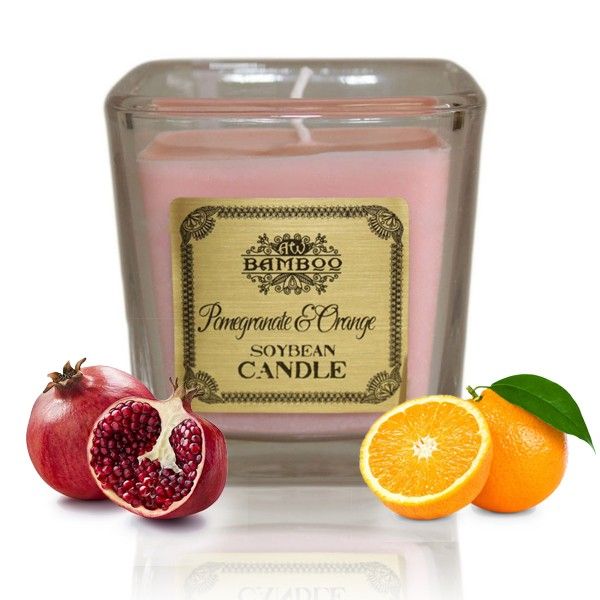 Soybean Candles Pomegranate and Orange in Recycled Glass Jars