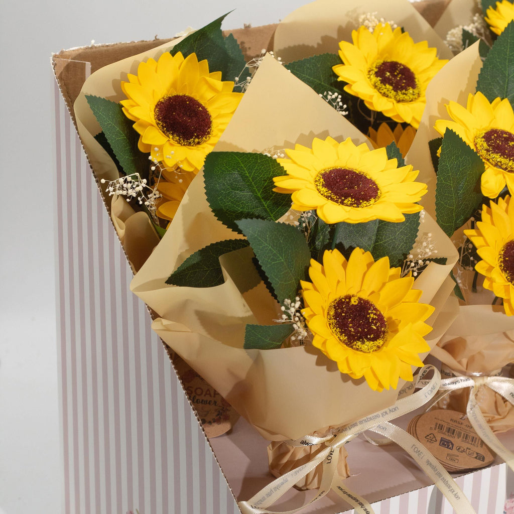 Soap Flower Two Sunflower Bouquet for Home Accent and Gifting