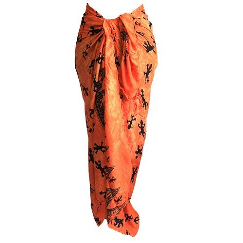 Bali Gecko Sarongs in Vibrant Orange for Stylish Summer Wear