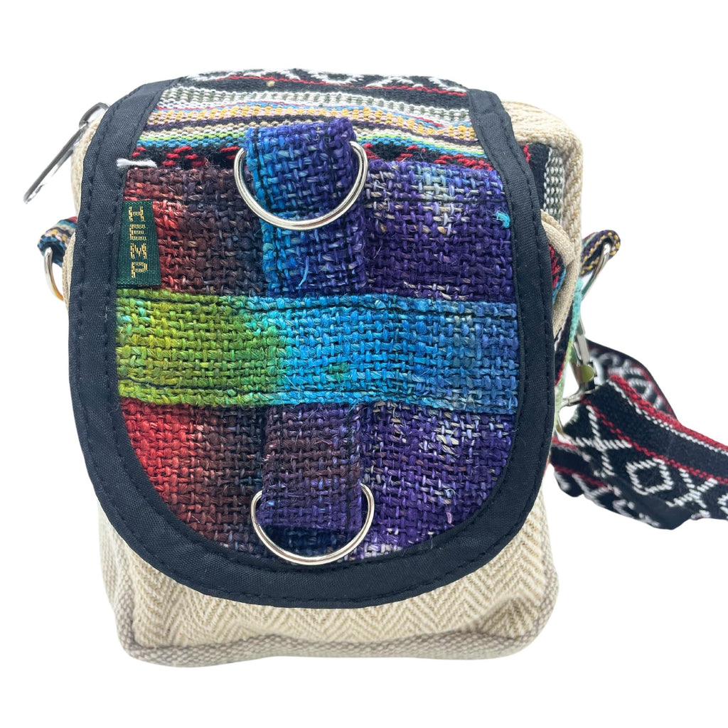 Tiedye Hemp Messenger Bag with Multiple Compartments and Strap