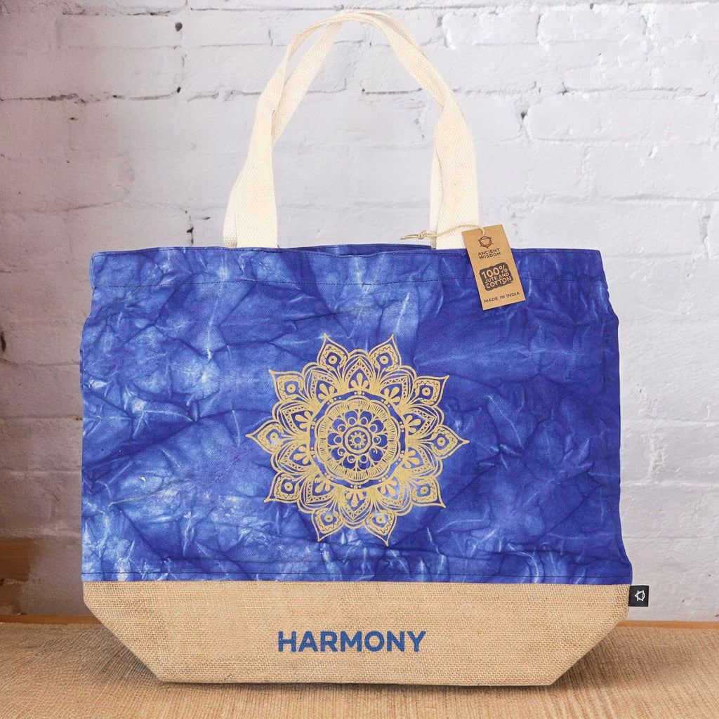 All Natural Bag in Blue Stonewash with Mandala Harmony Design