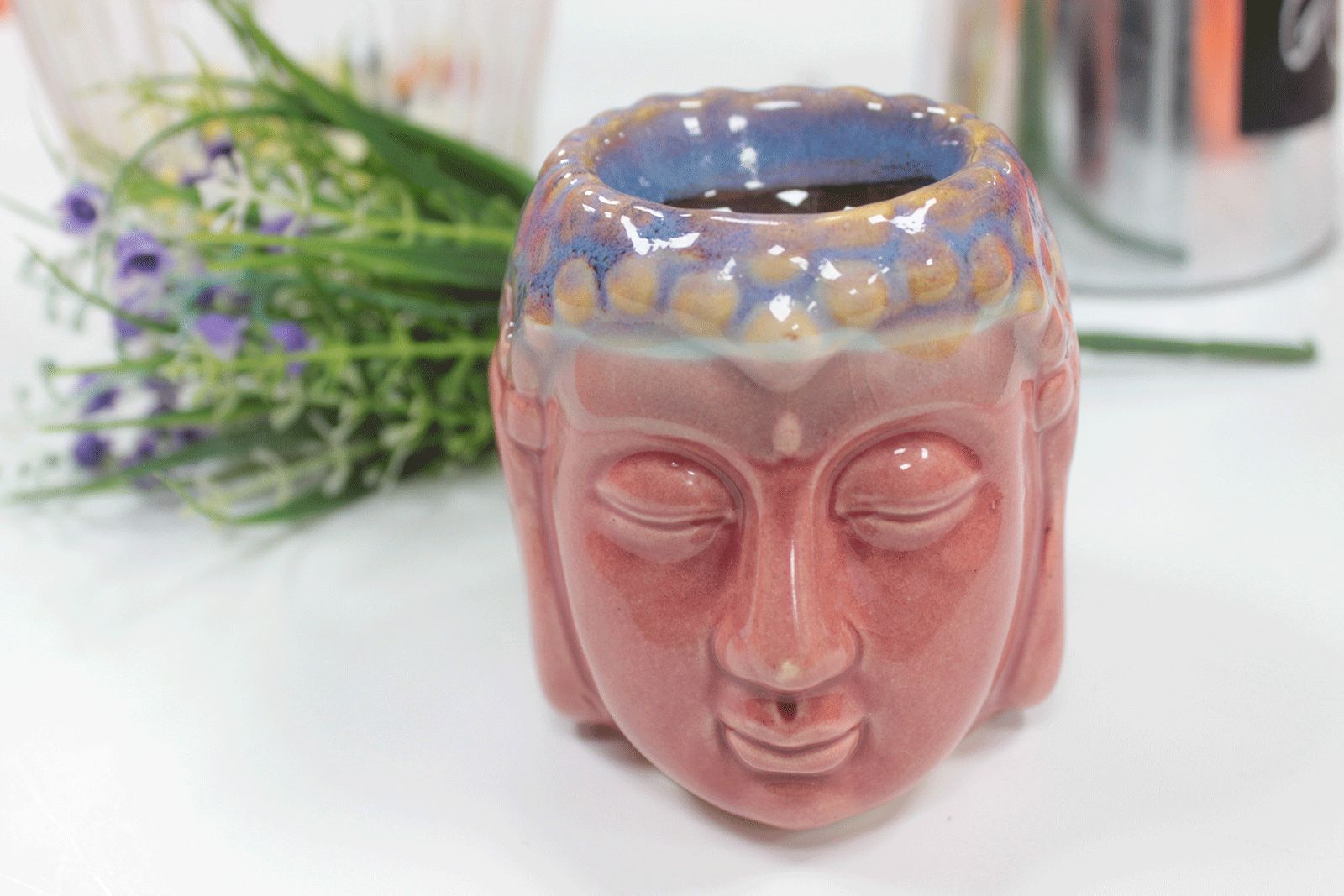 Buddha Oil Burner Rose & Teal for Fragrance Oils and Wax Melts