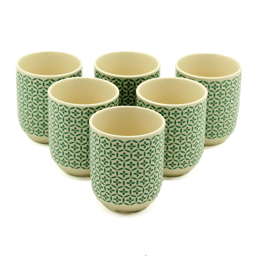 Herbal Tea Cups Green Mosaic Set for Stylish Tea Moments