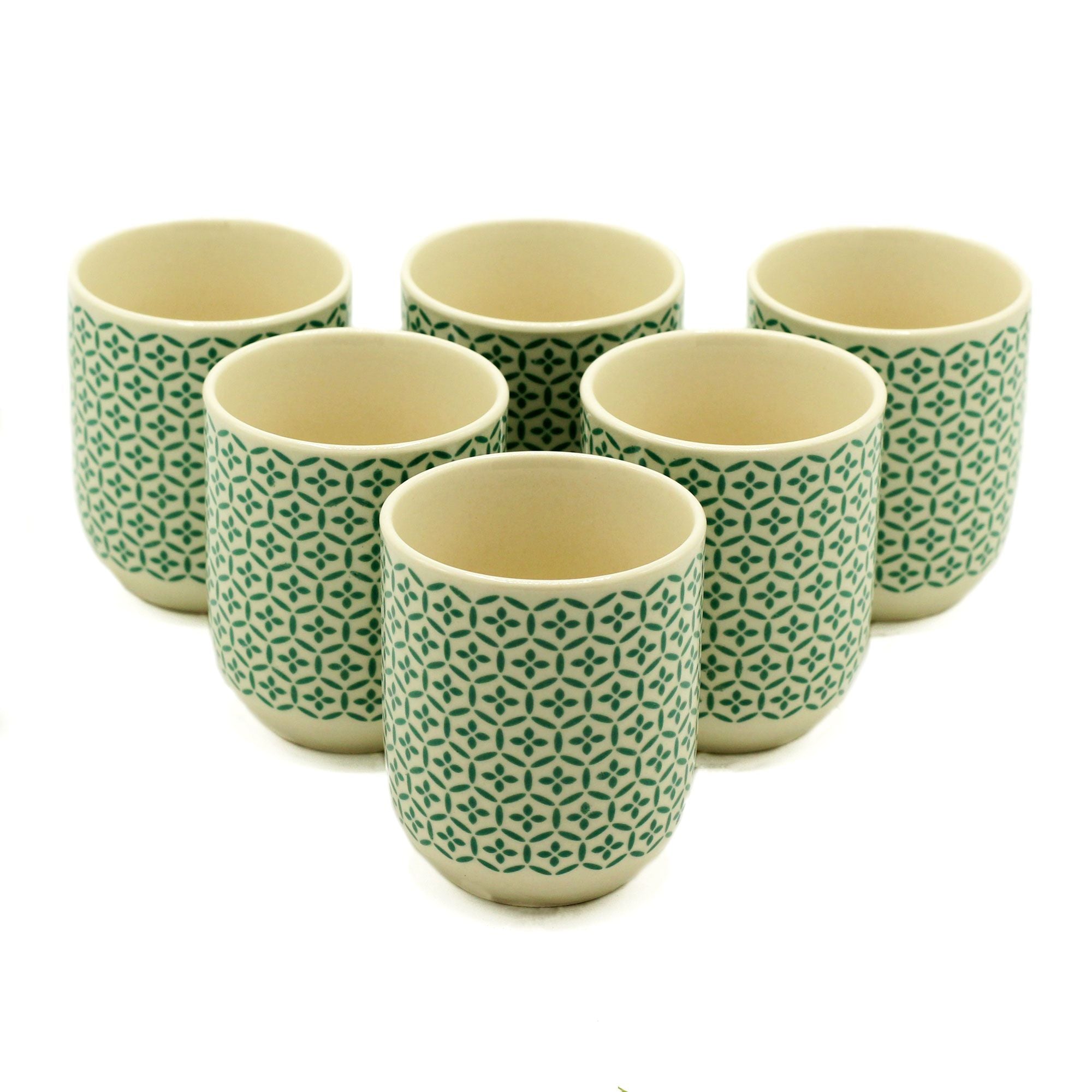 Herbal Tea Cups Green Mosaic Set for Stylish Tea Moments