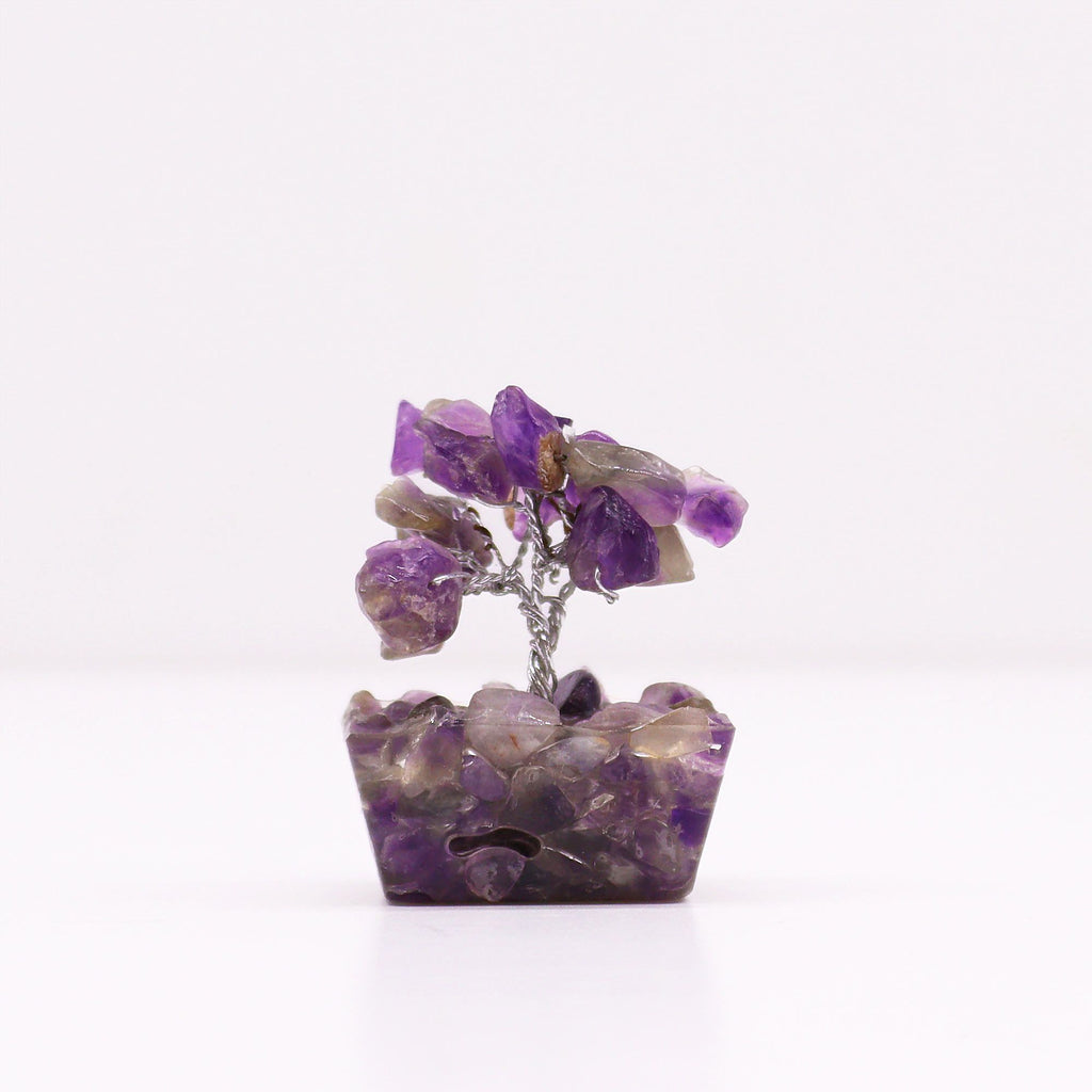 Mini Gemstone Tree on Orgonite Base with 15 Amethyst Stones