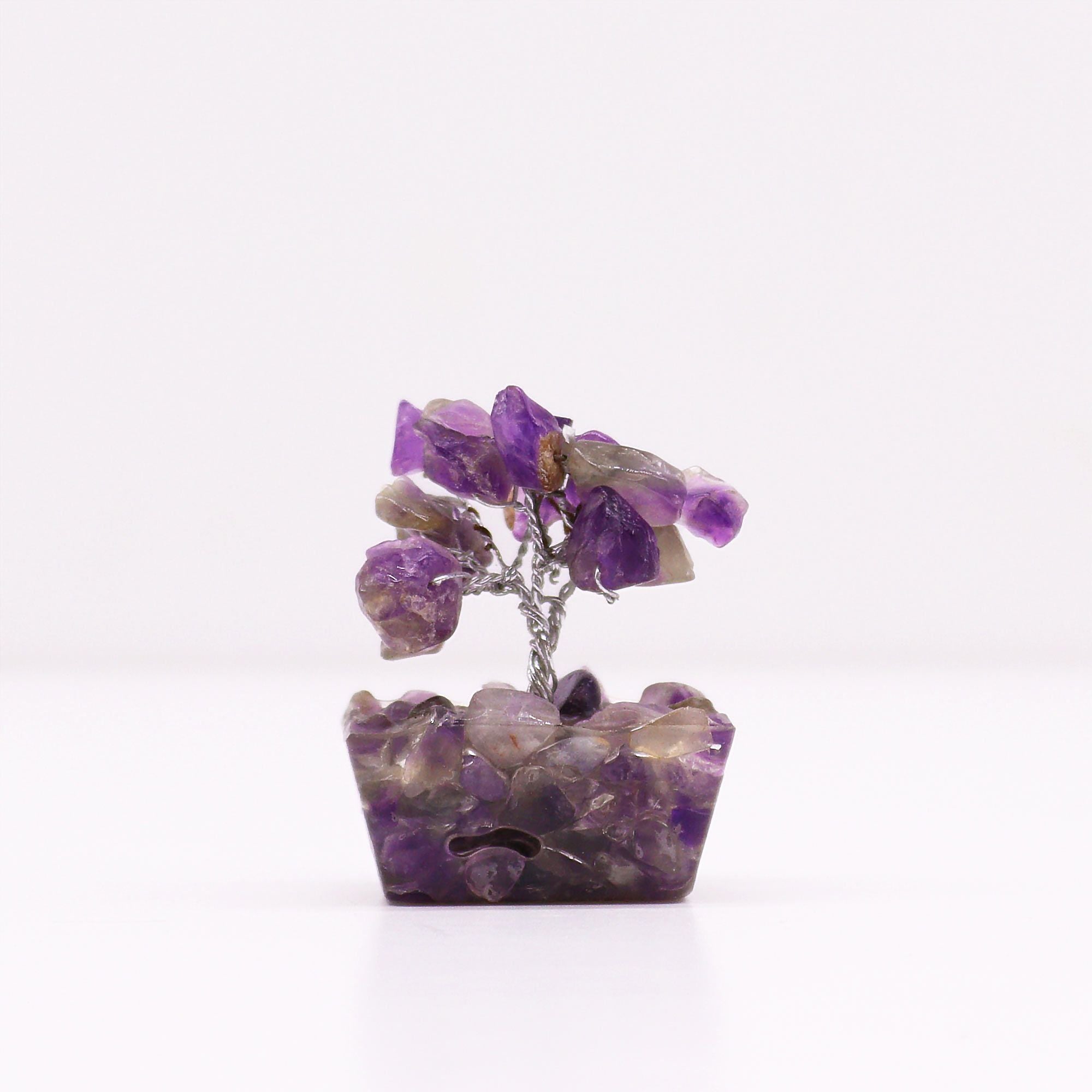 Mini Gemstone Tree on Orgonite Base with 15 Amethyst Stones